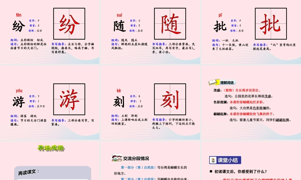 二年级语文下册 课文5 第20课《台湾的蝴蝶谷》（第1课时）课件 苏教版-苏教版小学二年级下册语文课件