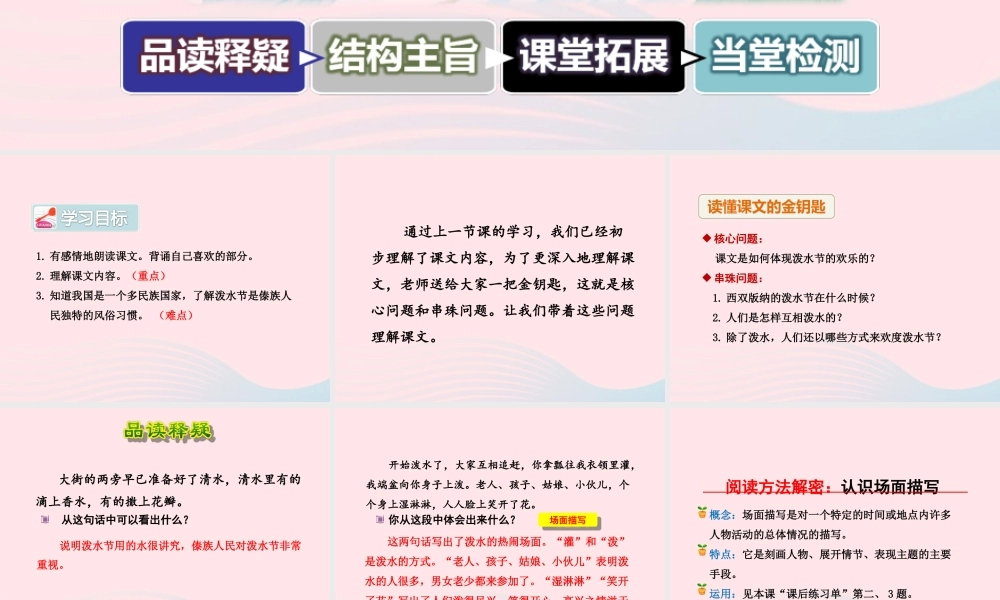 二年级语文下册 课文5 第21课《欢乐的泼水节》（第2课时）课件 苏教版-苏教版小学二年级下册语文课件