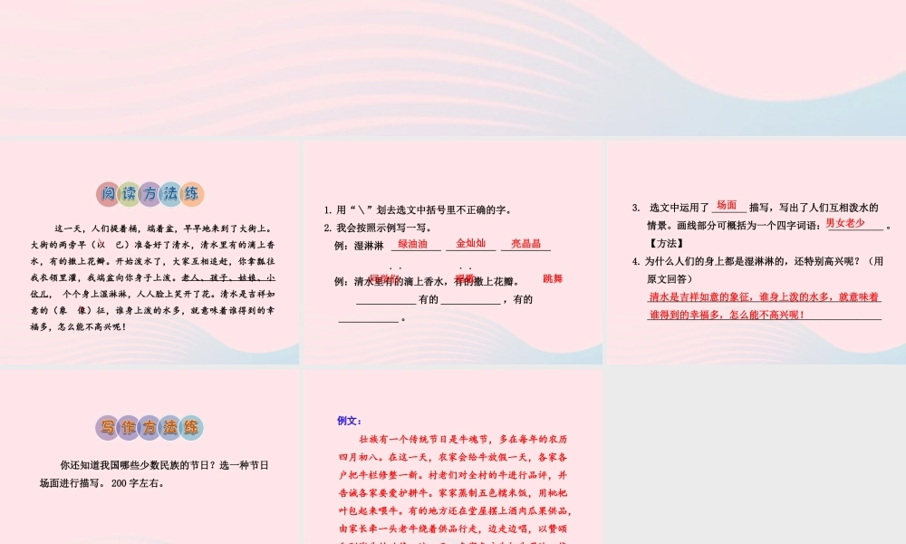 二年级语文下册 课文5 第21课《欢乐的泼水节》习题课件 苏教版（A组-基础篇）课件