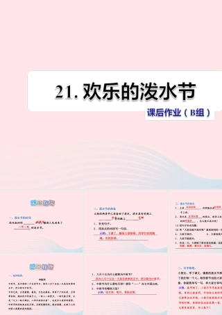 二年级语文下册 课文5 第21课《欢乐的泼水节》习题课件 苏教版（B组-提升篇）课件