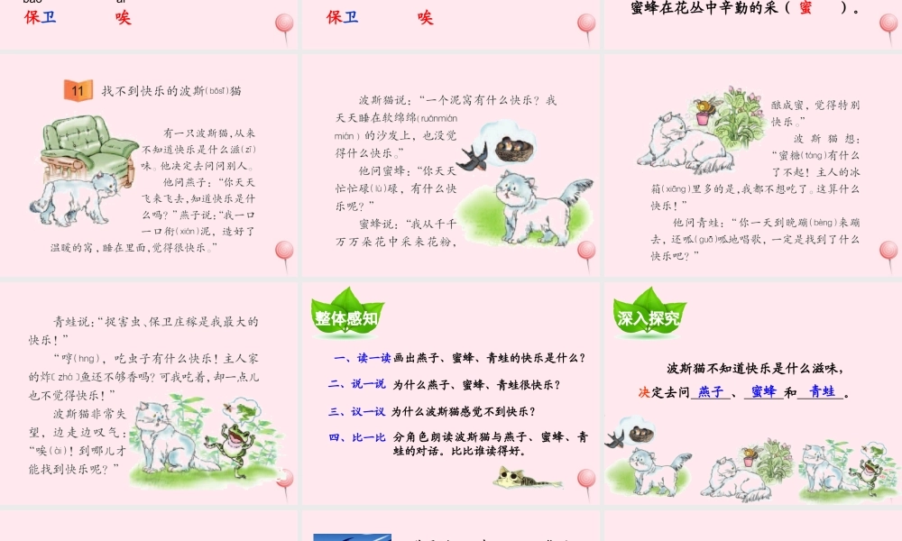 二年级语文下册 第三单元 第11课《找不到快乐的波斯猫》课件1 语文S版-语文S版小学二年级下册语文课件
