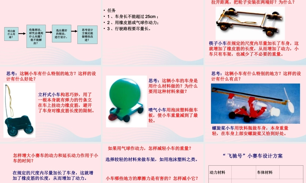 五年级科学上册 4.8《设计制作小赛车》课件（1） 教科版-教科版小学五年级上册自然科学课件