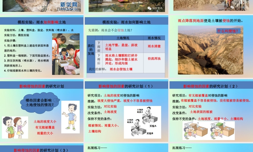 五年级科学上册 地球表面及其变化 5雨水对土地的侵蚀课件 教科版-教科版小学五年级上册自然科学课件