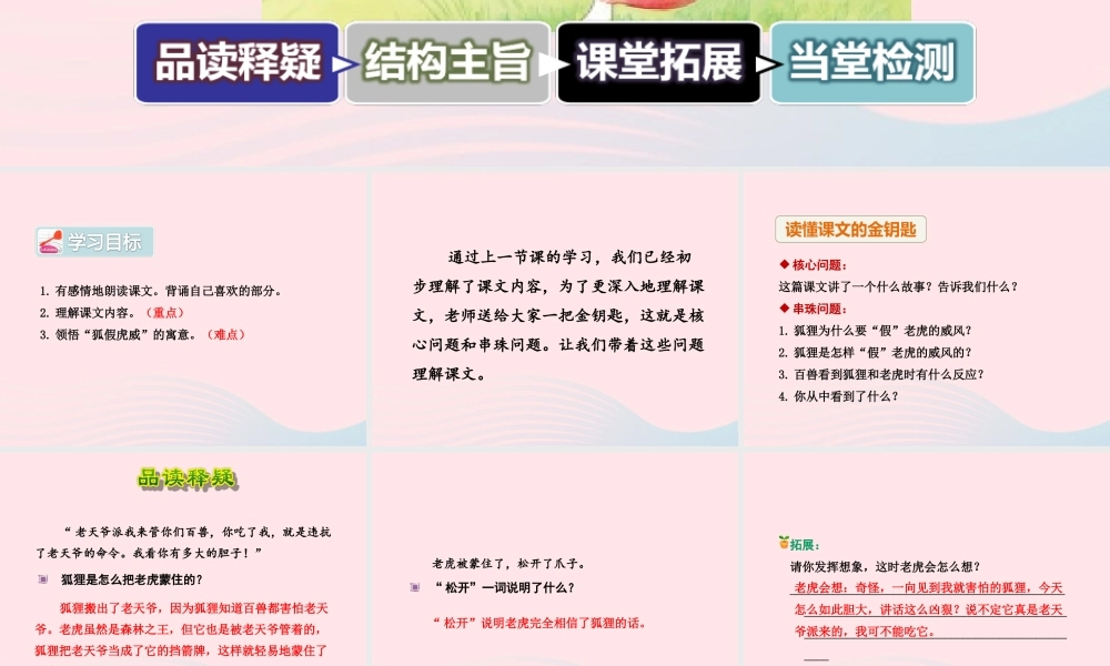 二年级语文下册 课文2 第7课《狐假虎威》（第2课时）课件 苏教版-苏教版小学二年级下册语文课件