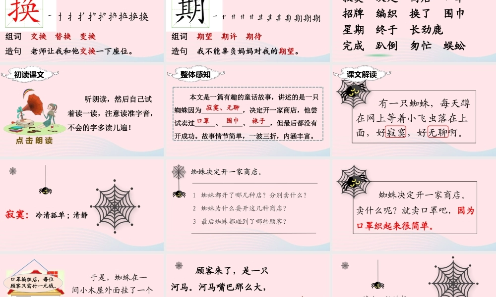 二年级语文下册 课文6 20 蜘蛛开店课堂教学课件 新人教版-新人教版小学二年级下册语文课件