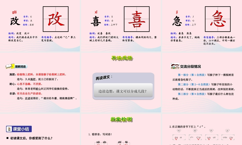 二年级语文下册 课文2 第8课《猴子种果树》（第1课时）课件 苏教版-苏教版小学二年级下册语文课件