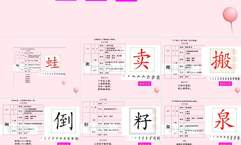 二年级语文下册 课文6 21 青蛙卖泥塘生字教学课件 新人教版-新人教版小学二年级下册语文课件