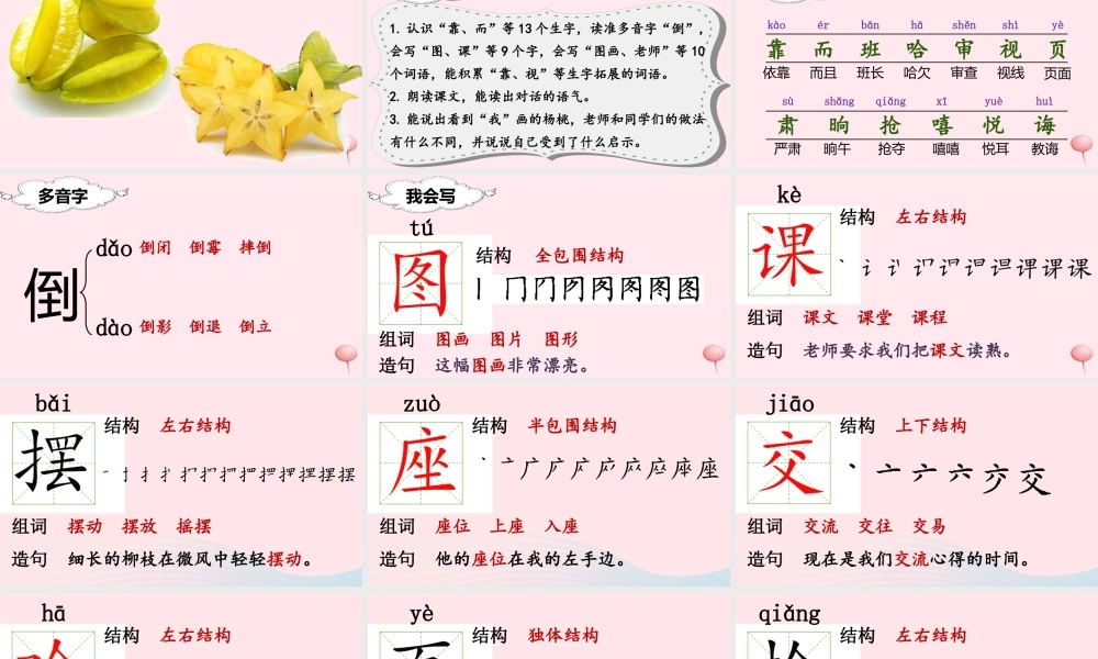 二年级语文下册 课文4 13 画杨桃课堂教学课件 新人教版-新人教版小学二年级下册语文课件