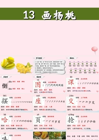 二年级语文下册 课文4 13 画杨桃课堂教学课件 新人教版-新人教版小学二年级下册语文课件