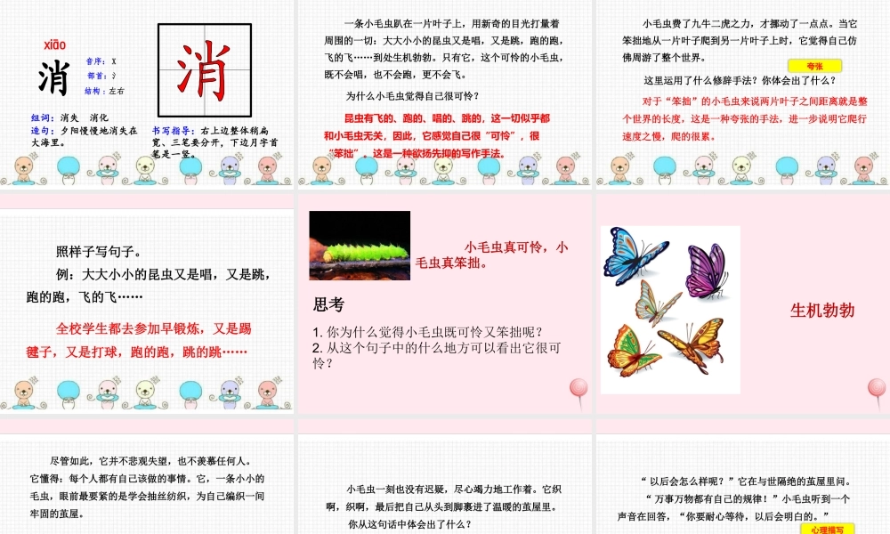 二年级语文下册 课文6 22 小毛虫课件 新人教版-新人教级下册语文课件