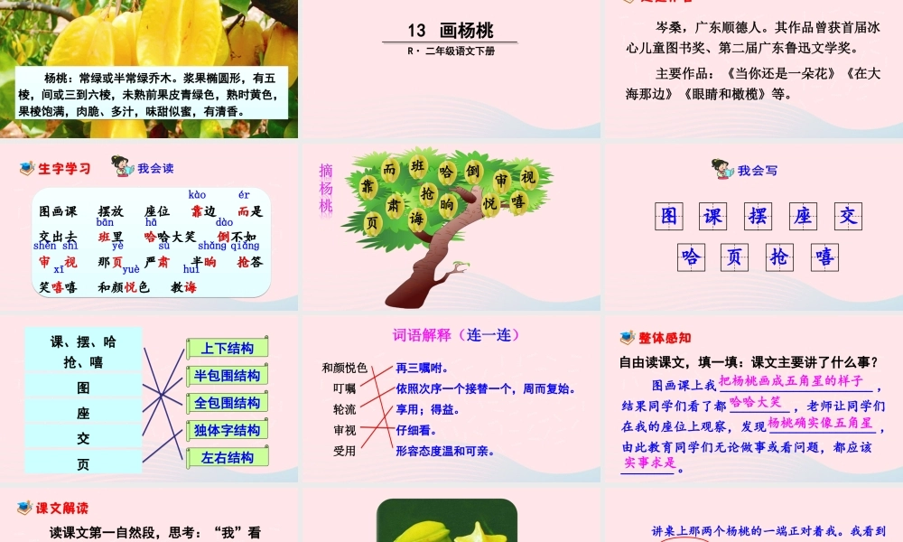 二年级语文下册 课文4 13《画杨桃》教学课件 新人教版-新人教版小学二年级下册语文课件