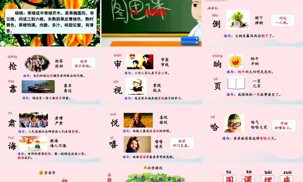 二年级语文下册 课文4 13《画杨桃》教学课件 新人教版-新人教级下册语文课件