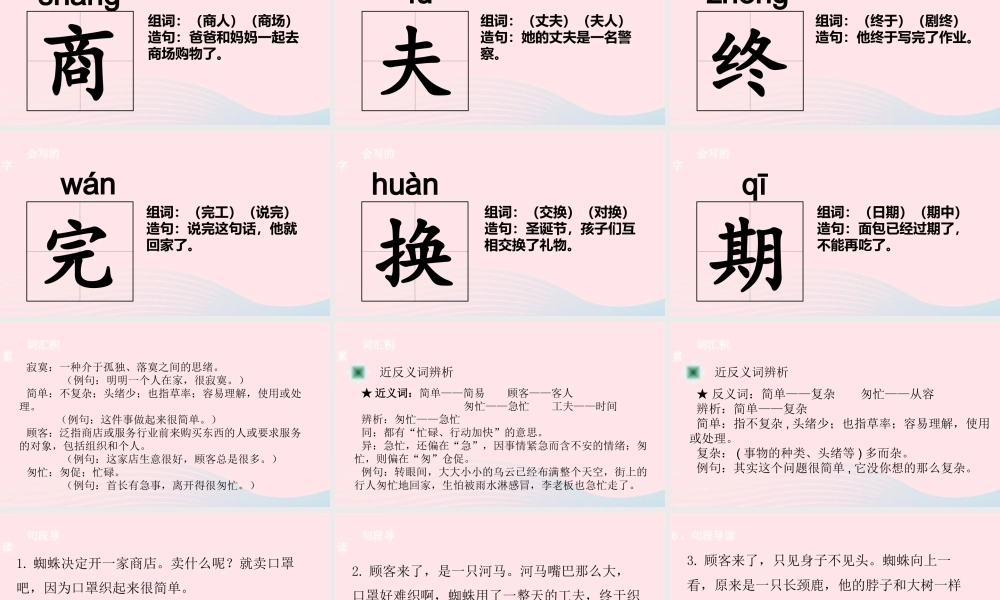二年级语文下册 课文6 第20课 蜘蛛开店课件 新人教版-新人教版小学二年级下册语文课件