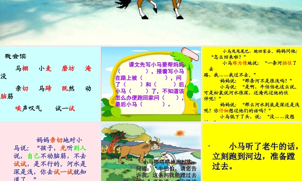 二年级语文下册 第五单元 第18课《小马过河》课件 冀教版-冀教版小学二年级下册语文课件