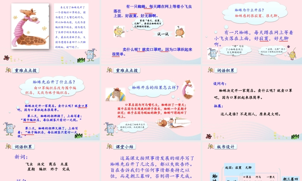 二年级语文下册 课文6 第20课《蜘蛛开店》课件 新人教版-新人教版小学二年级下册语文课件