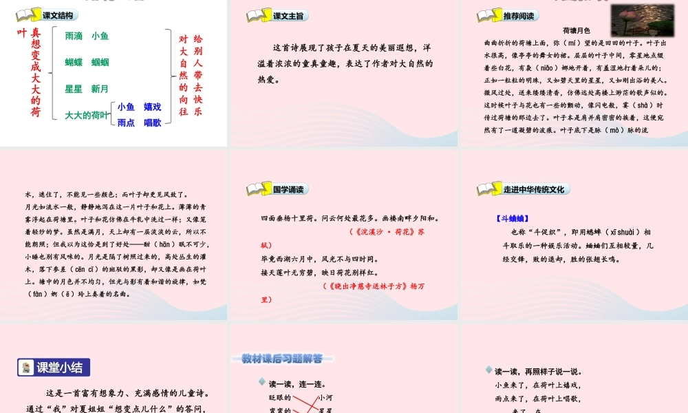 二年级语文下册 课文6 第22课《真想变成大大的荷叶》（第2课时）课件 苏教版-苏教版小学二年级下册语文课件