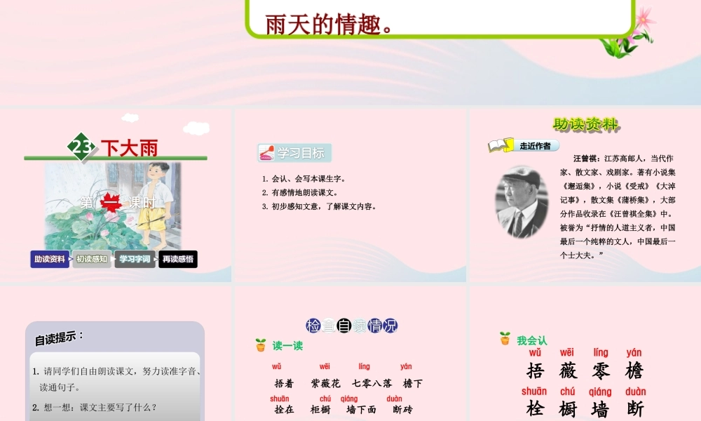 二年级语文下册 课文6 第23课《下大雨》（第1课时）课件 苏教版-苏教版小学二年级下册语文课件