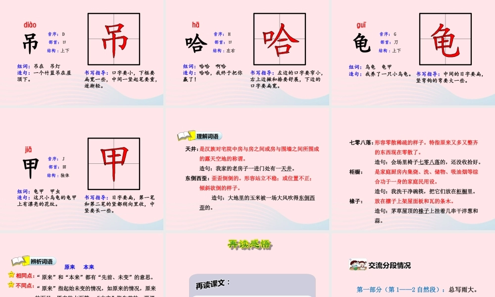 二年级语文下册 课文6 第23课《下大雨》（第1课时）课件 苏教版-苏教版小学二年级下册语文课件