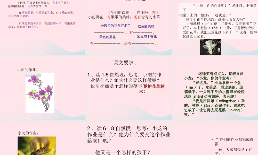 二年级语文下册 第一单元 第3课《有趣的作业》课件2 语文S版-语文S版小学二年级下册语文课件