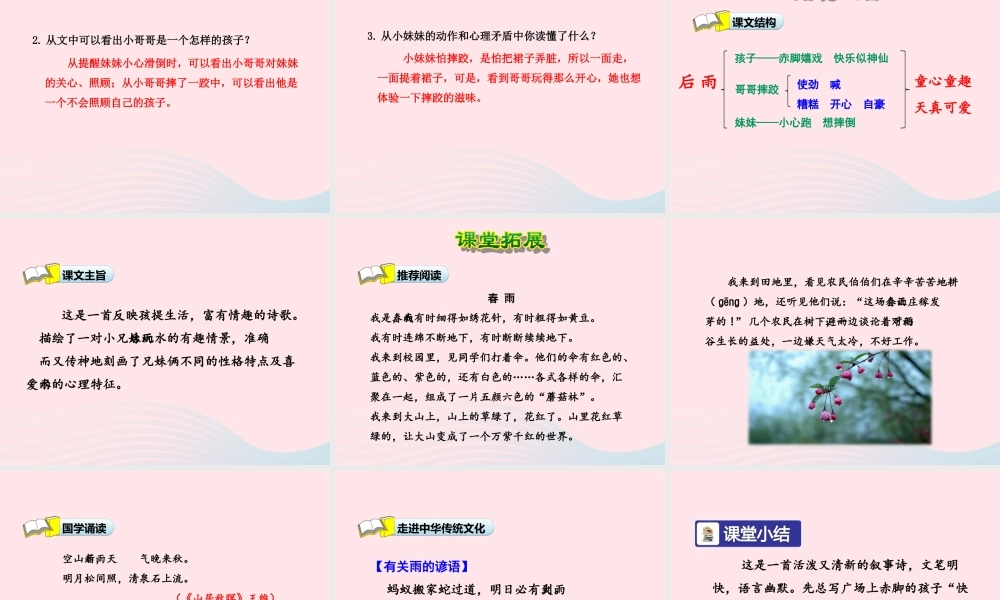 二年级语文下册 课文6 第24课《雨后》（第2课时）课件 苏教版-苏教版小学二年级下册语文课件