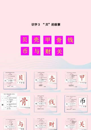 二年级语文下册 识字3 贝的故事生字教学课件 新人教版-新人教版小学二年级下册语文课件