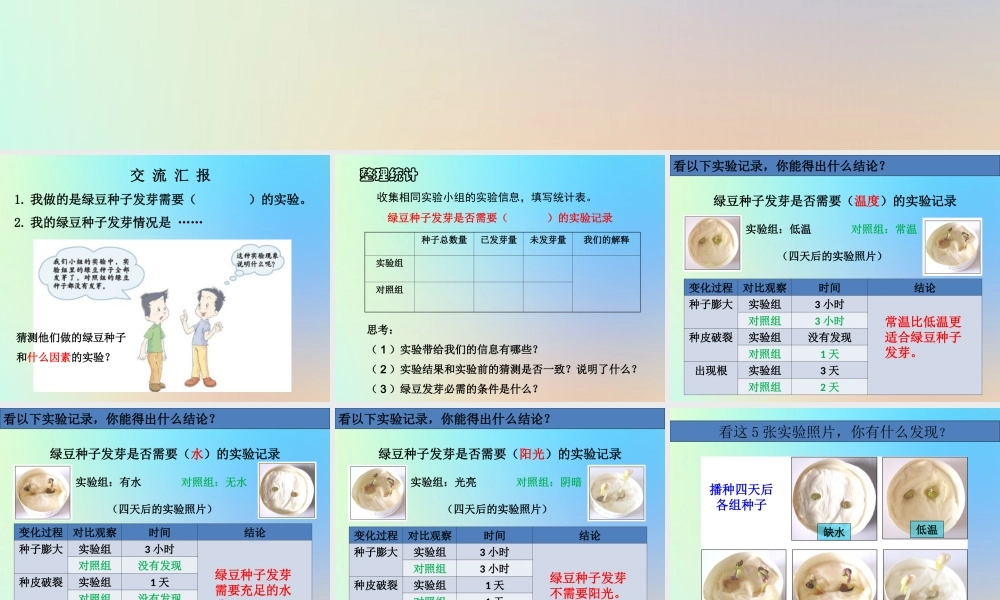 五年级科学上册 生物与环境 2种子发芽实验二课件 教科版-教科版小学五年级上册自然科学课件