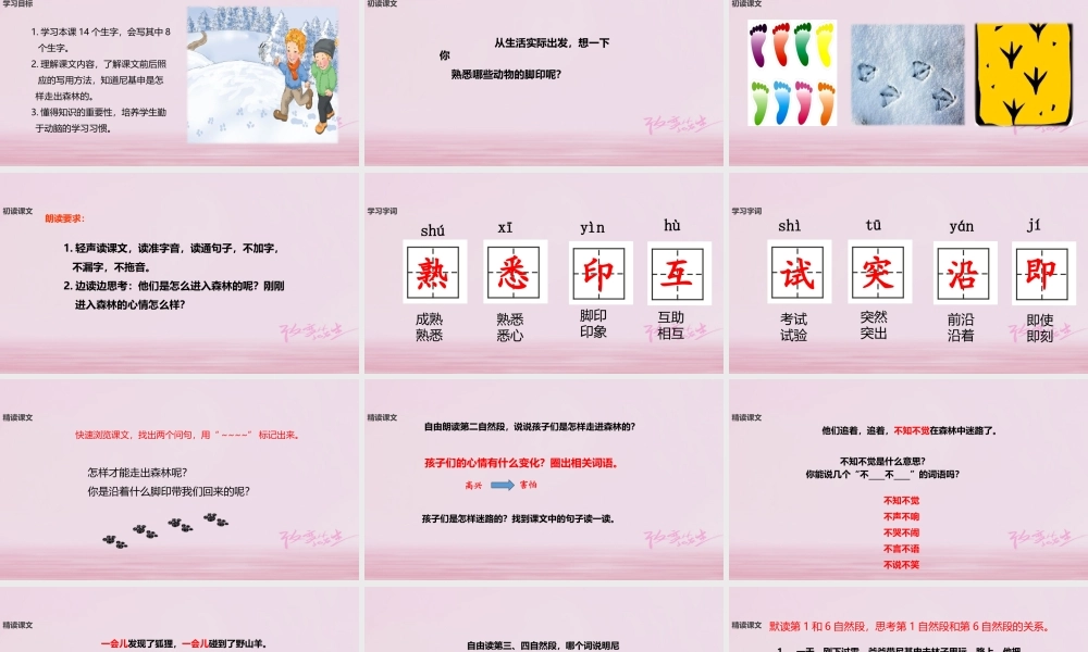 二年级语文下册 课文4 19 熟悉的脚印教学课件 西师大版-西师大版小学二年级下册语文课件