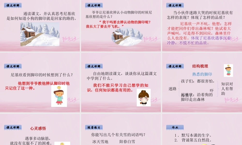 二年级语文下册 课文4 19 熟悉的脚印课件 西师大版-西师大版小学二年级下册语文课件