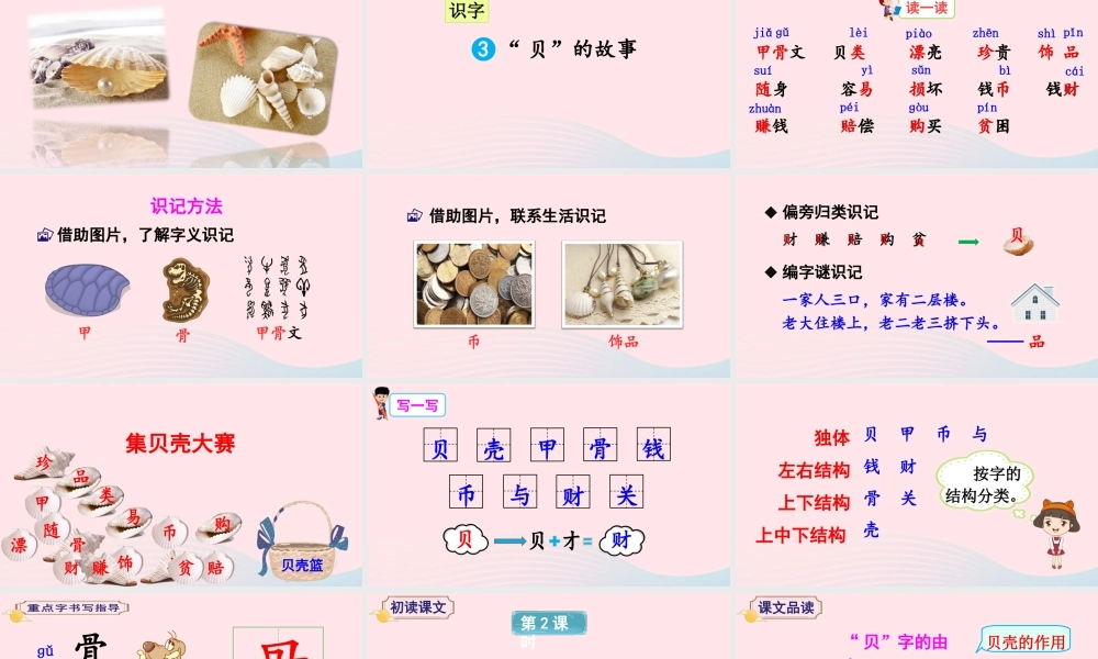 二年级语文下册 识字3《贝的故事》教学课件1 新人教版-新人教版小学二年级下册语文课件