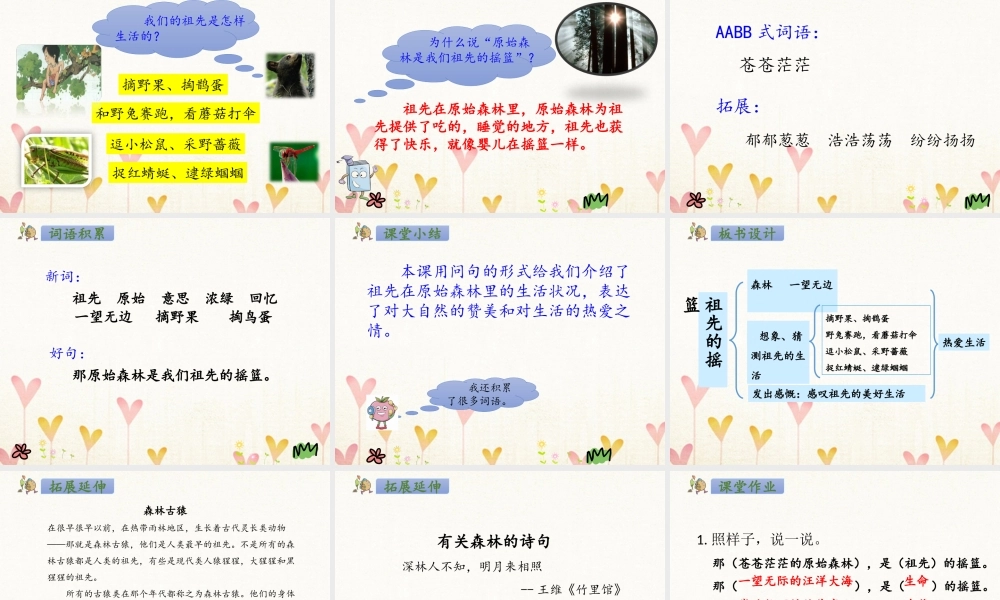 二年级语文下册 课文7 23 祖先的摇篮课件1 新人教版-新人教版小学二年级下册语文课件