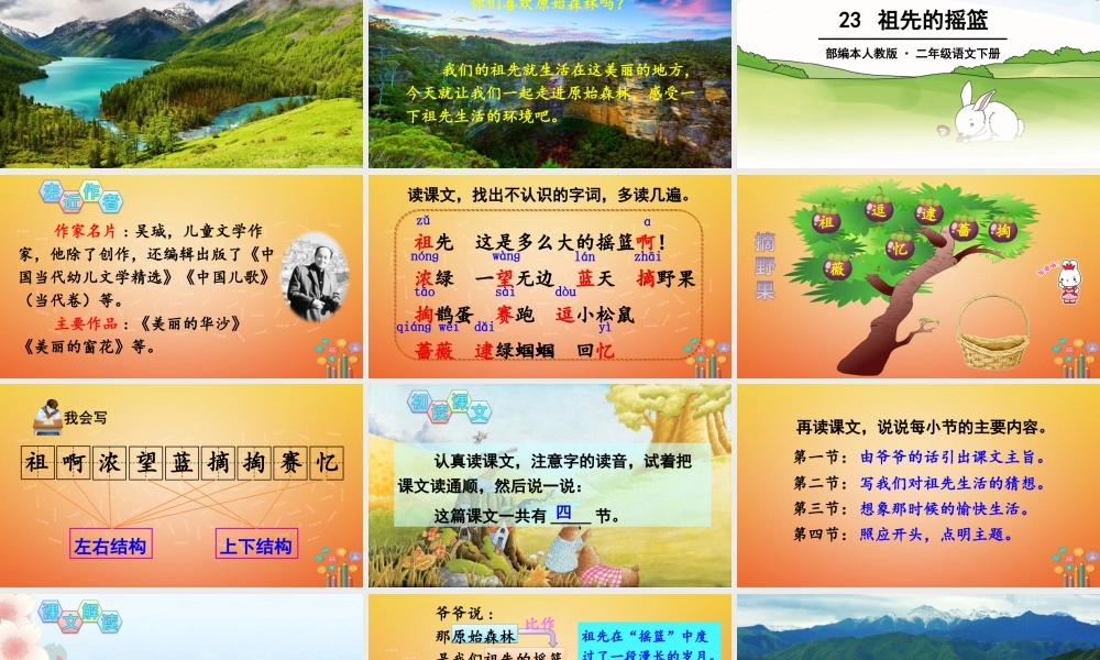 二年级语文下册 课文7 23 祖先的摇篮课件4 新人教版-新人教版小学二年级下册语文课件