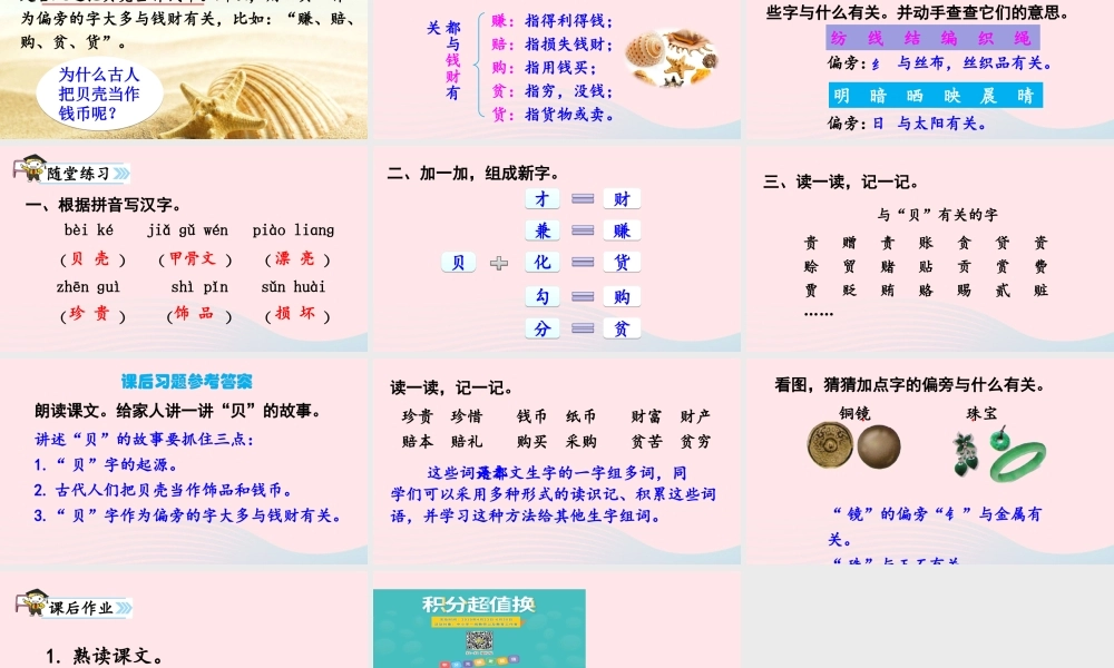 二年级语文下册 识字3《贝的故事》课件2 新人教版-新人教版小学二年级下册语文课件