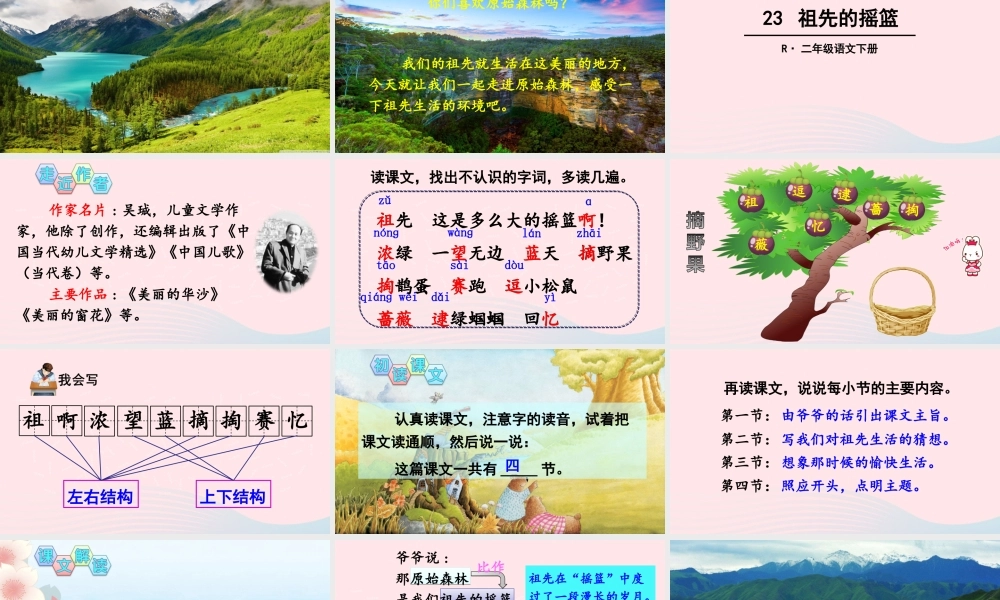 二年级语文下册 课文7 23《祖先的摇篮》教学课件 新人教版-新人教版小学二年级下册语文课件