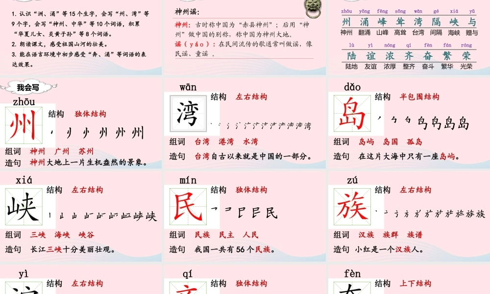 二年级语文下册 识字1 神州谣课堂教学课件 新人教版-新人教版小学二年级下册语文课件