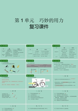 五年级科学下册 第1单元 巧妙的用力复习课件 冀人版-人教版小学五年级下册自然科学课件