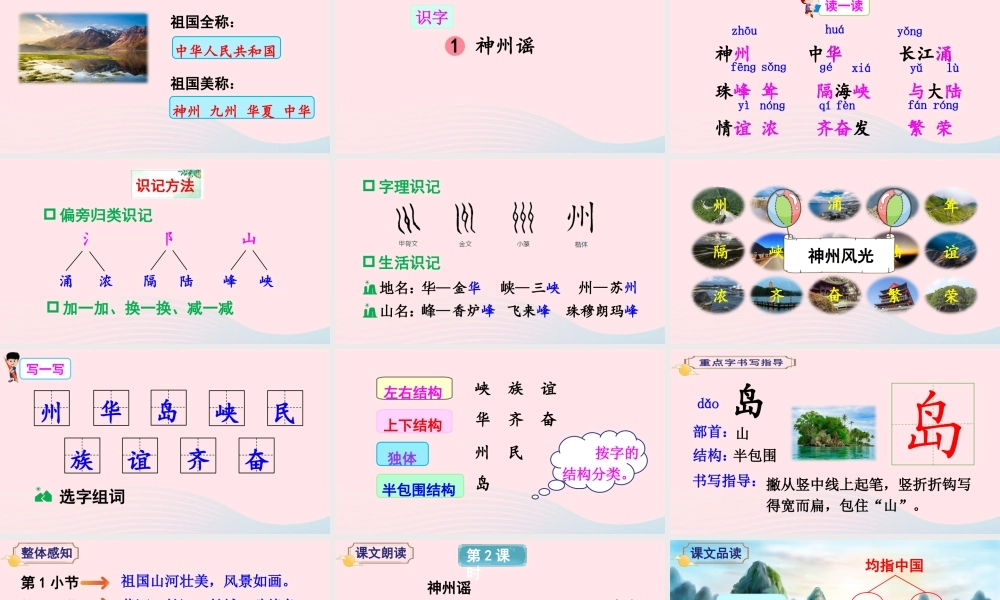二年级语文下册 识字1《神州谣》教学课件1 新人教版-新人教版小学二年级下册语文课件