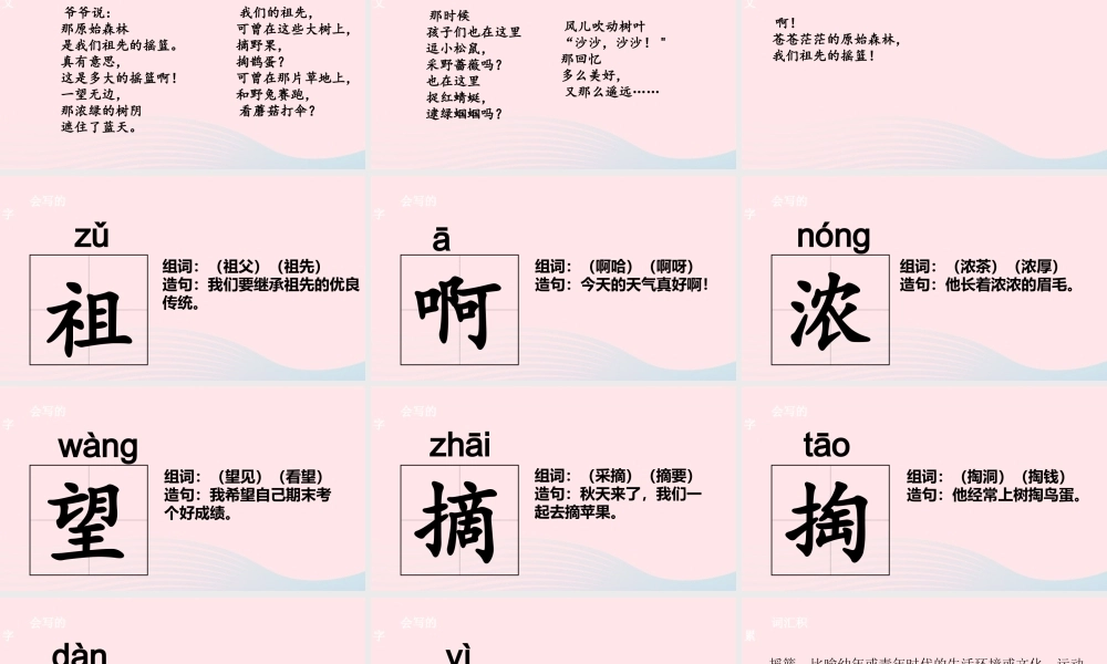 二年级语文下册 课文7 第23课 祖先的摇篮课件 新人教版-新人教版小学二年级下册语文课件