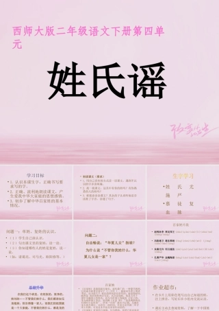 二年级语文下册 识字二《姓氏谣》教学课件 西师大版-西师大版小学二年级下册语文课件
