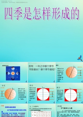 五年级科学下册 第2单元 地球的运动 2.5 四季是怎样形成的课件 （新版）湘科版-人教版小学五年级下册自然科学课件