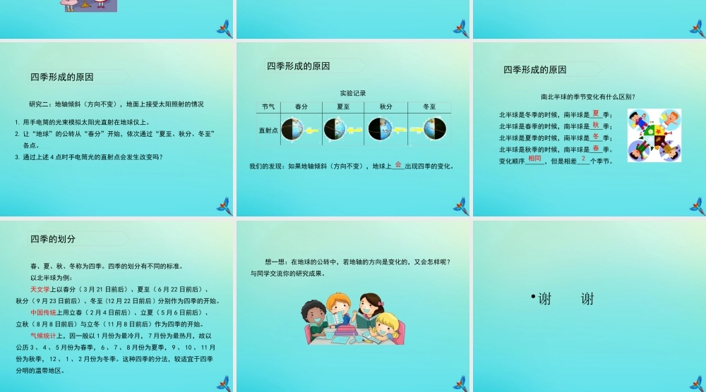 五年级科学下册 第2单元 地球的运动 2.5 四季是怎样形成的课件 （新版）湘科版-人教级下册自然科学课件