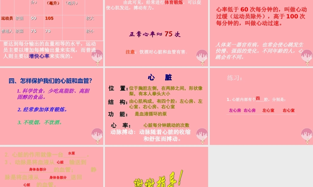 五年级科学上册 第8课 心脏和血管课件1 青岛版-青岛版小学五年级上册自然科学课件