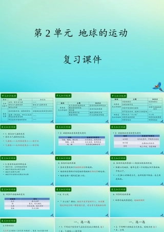 五年级科学下册 第2单元 地球的运动复习课件 （新版）湘科版-人教版小学五年级下册自然科学课件