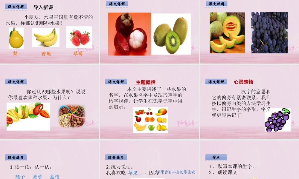 二年级语文下册 识字一 数水果课件 西师大版-西师大版小学二年级下册语文课件