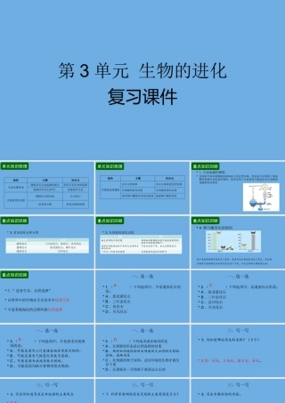五年级科学下册 第3单元 生物的进化复习课件 冀人版-人教版小学五年级下册自然科学课件