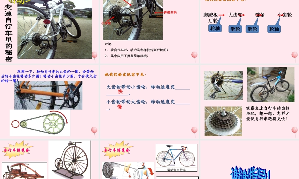 五年级科学下册 第5课《自行车》课件1 冀教版-冀教版小学五年级下册自然科学课件