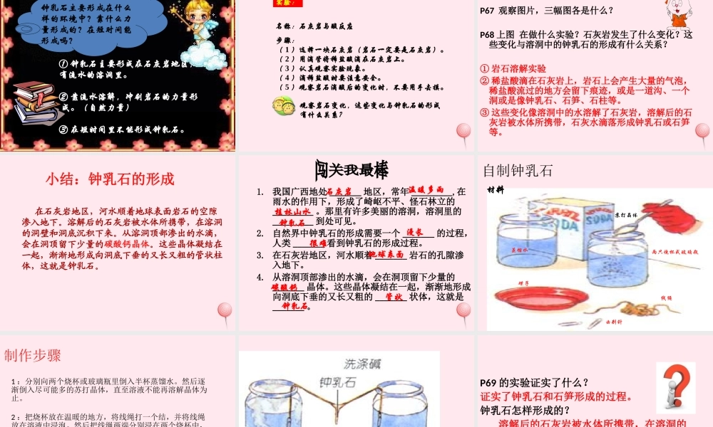 五年级科学下册 第15课《溶洞里的钟乳石》课件2 冀教版-冀教版小学五年级下册自然科学课件