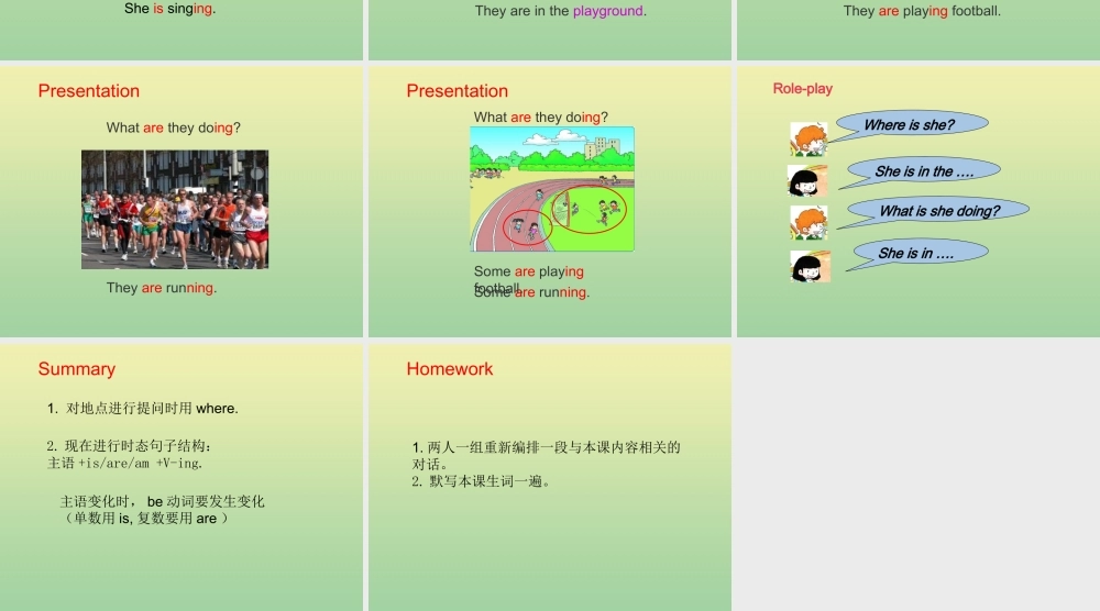 五年级英语上册 Lesson 1 What is she doing（第1课时）课件 科普版-人教版小学五年级上册英语课件