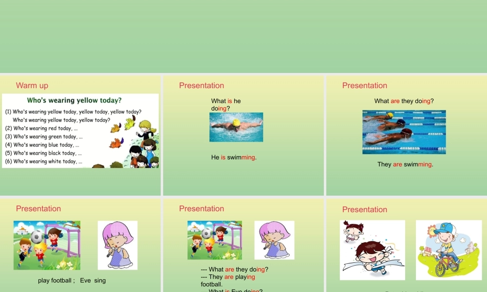 五年级英语上册 Lesson 1 What is she doing（第2课时）课件 科普版-人教版小学五年级上册英语课件