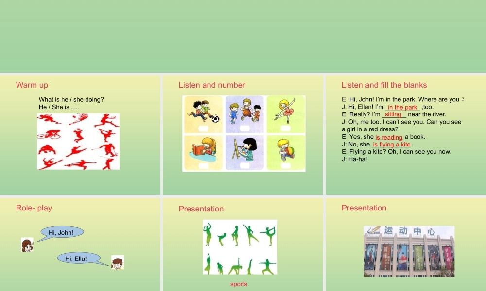 五年级英语上册 Lesson 1 What is she doing（第3课时）课件 科普版-人教版小学五年级上册英语课件