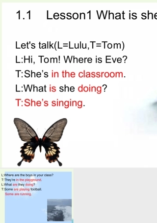 五年级英语上册 Lesson 1 What is she doing课件2 科普版-人教版小学五年级上册英语课件